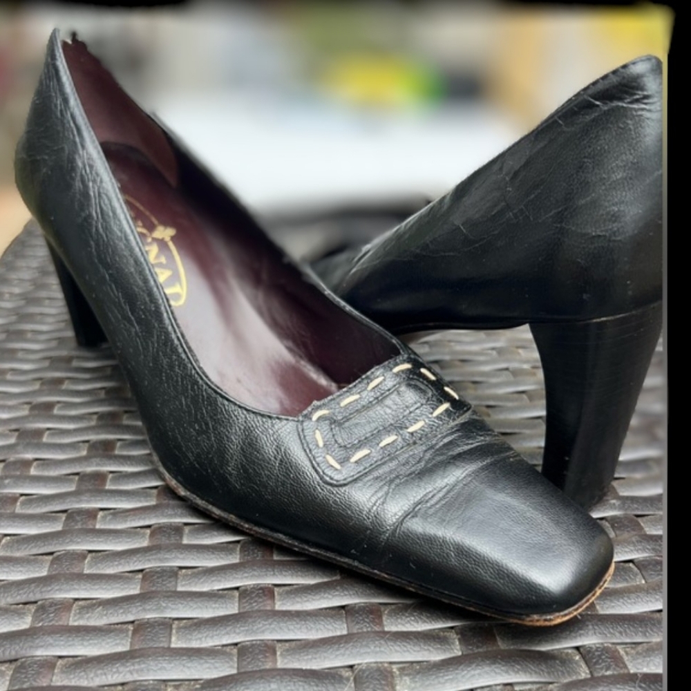 Mugnai-Y2K Vintage Black Leather Italian Heels